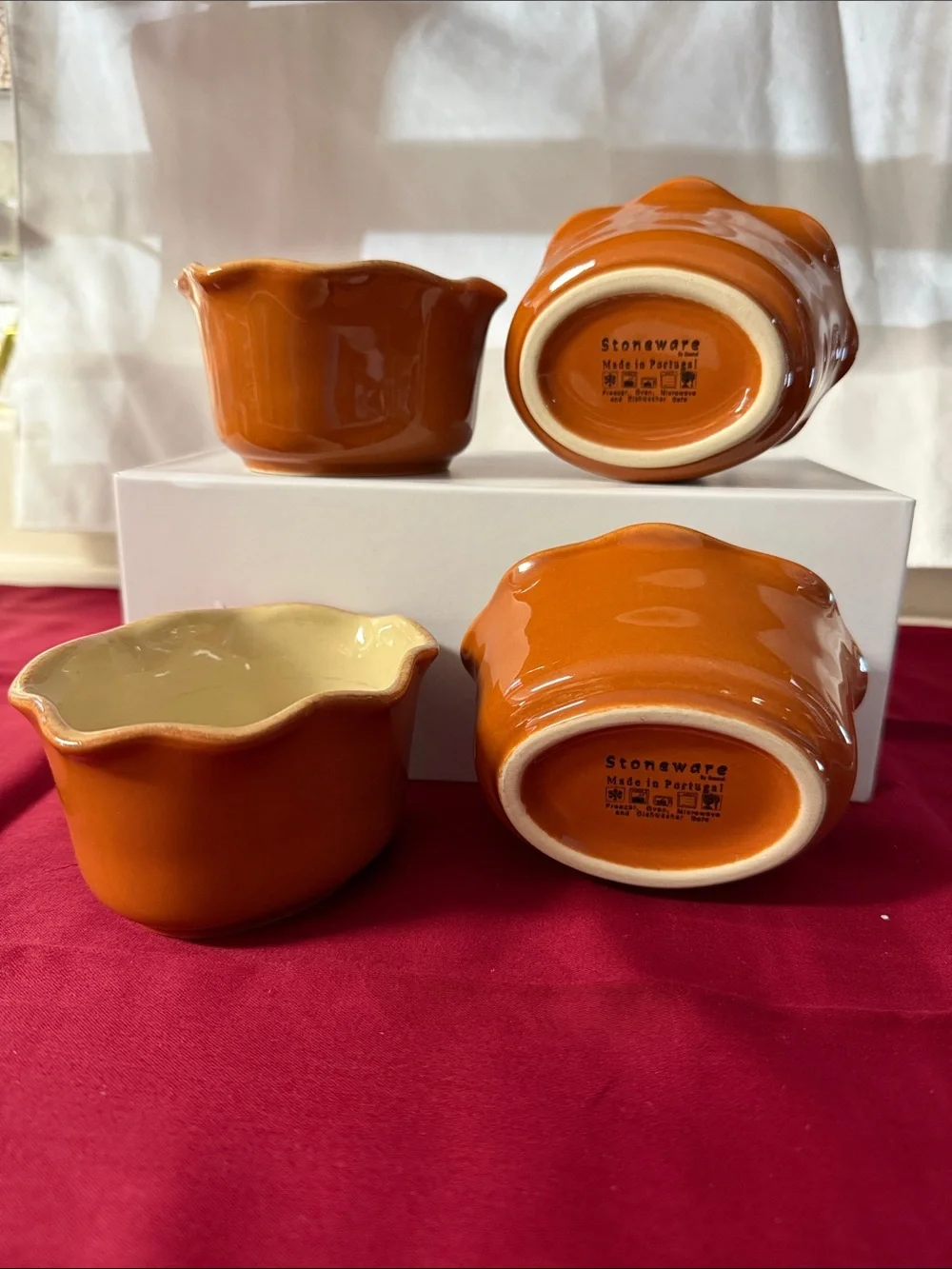 Tangerine Orange Ramekin Flower Bowls